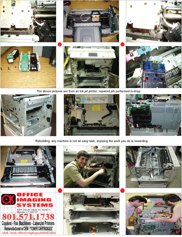 Repairs and Rebuilding copiers, laserjet printers and multi-function devices.